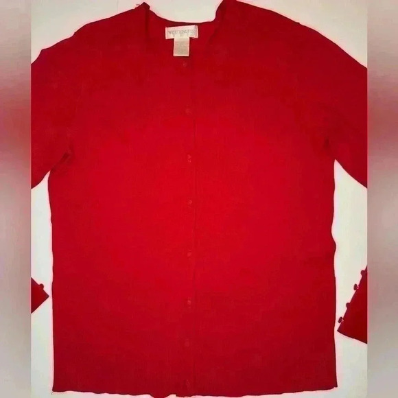 Worthington Red Button Down Cardigan Sweater Size Large - Picture 3 of 7